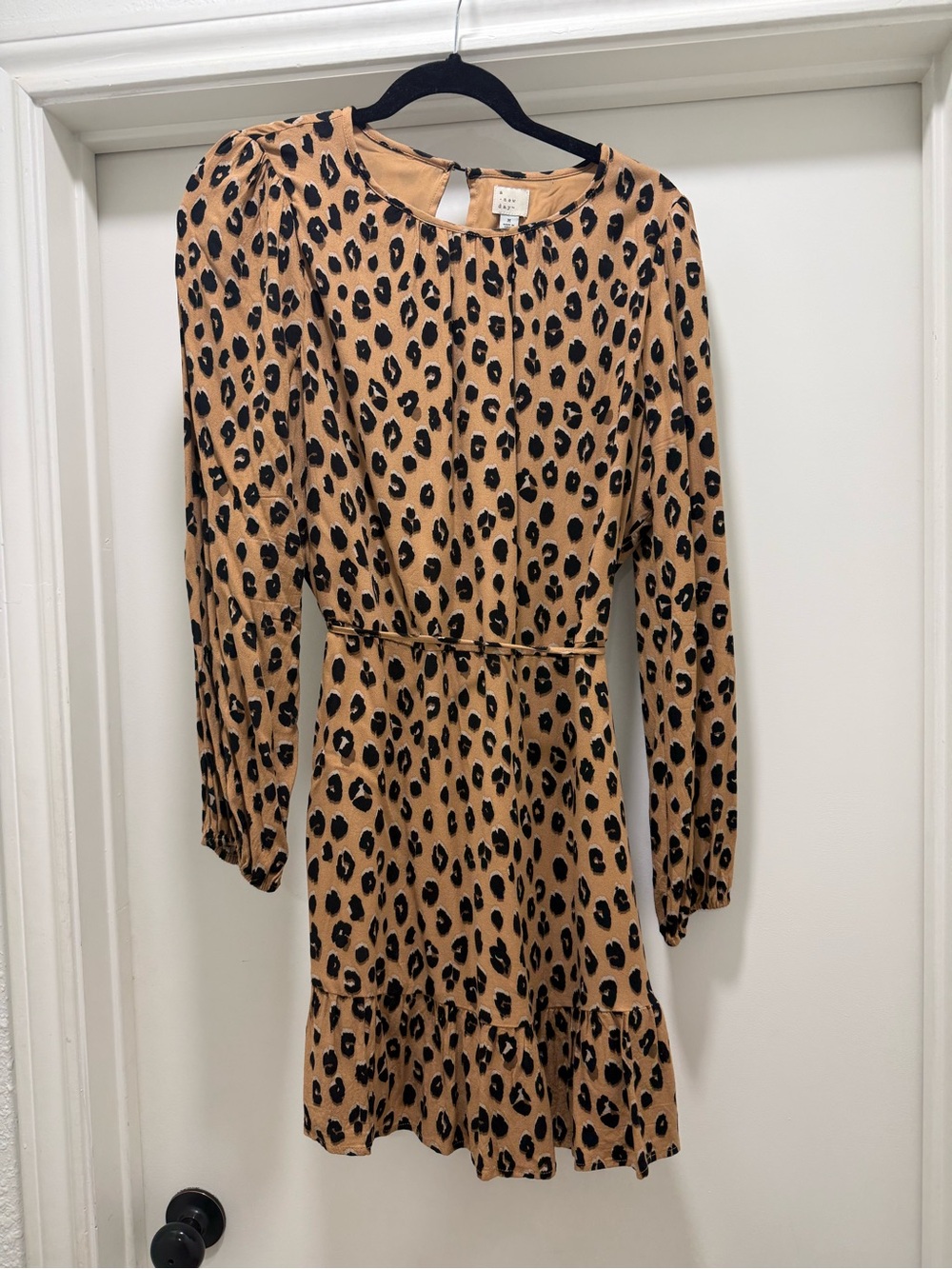 Target Leopard Print Long-Sleeve Mini Dress - Tan & Black